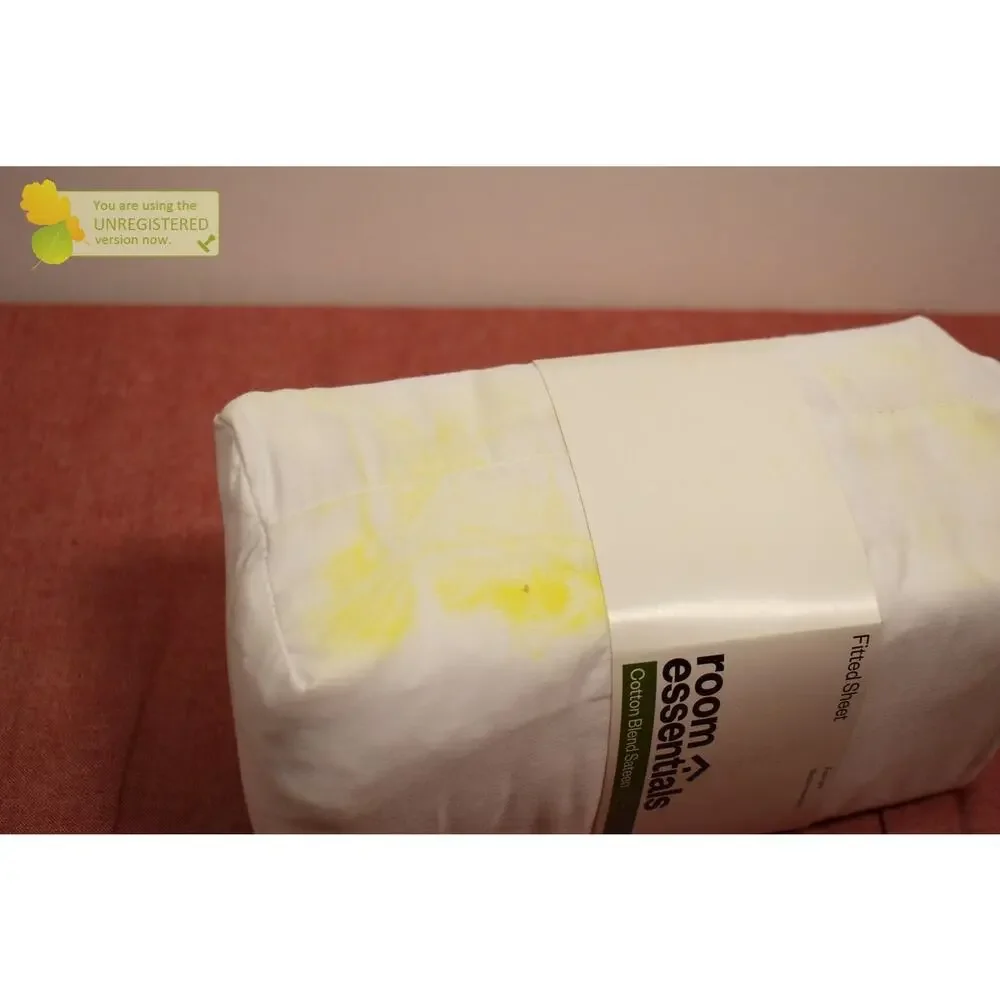 Room Essentials Easy Care Cotton Blend Sateen Fitted Sheet White King* (Stain) #